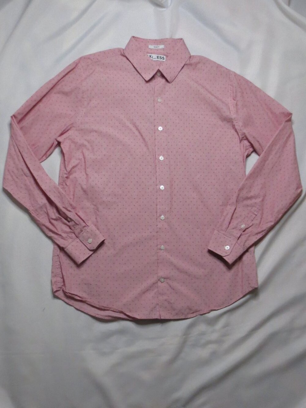 EXPRESS mens SHIRT slim fit CAREER casual RED pink BUTTON-DOWN SIZE XL
